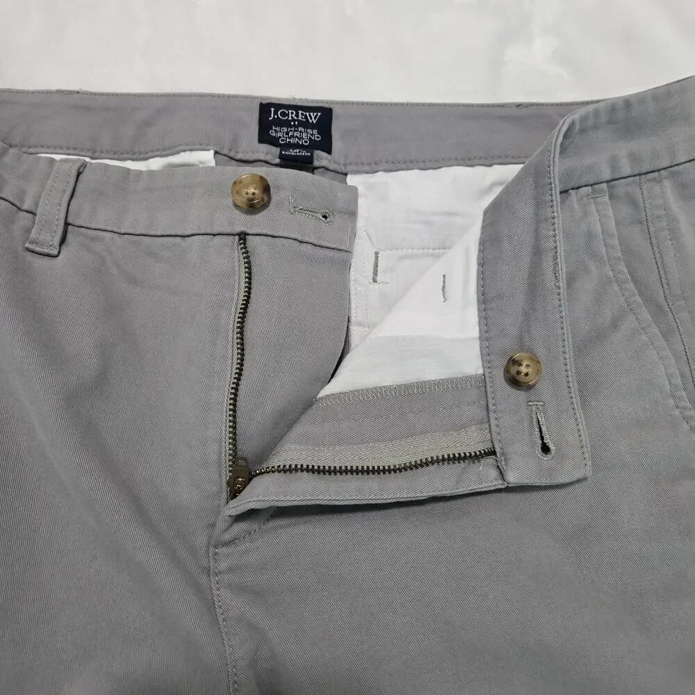 J.Crew Factory High-Rise Girlfriend Chino Size 10 Light Gray Cotton Stretch